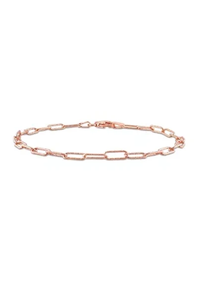 18k Rose Gold Plated Sterling Silver Fancy Paperclip Chain Bracelet, 7"