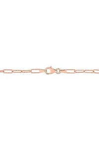 18k Rose Gold Plated Sterling Silver Fancy Paperclip Chain Bracelet, 7"