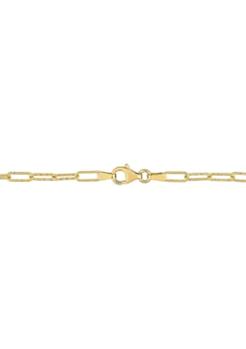 18k Yellow Gold Plated Sterling Silver Fancy Paperclip Chain Bracelet, 7"