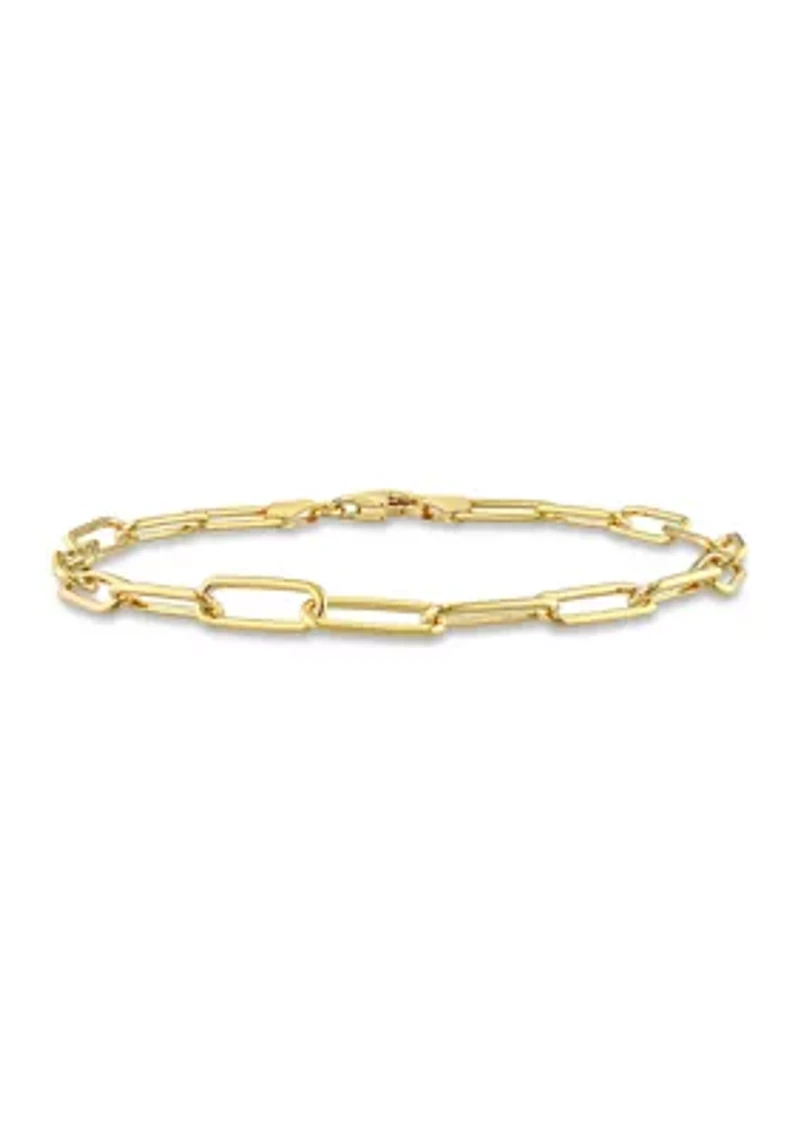 18k Yellow Gold Plated Sterling Silver 5mm Paperclip Chain Anklet, 9"