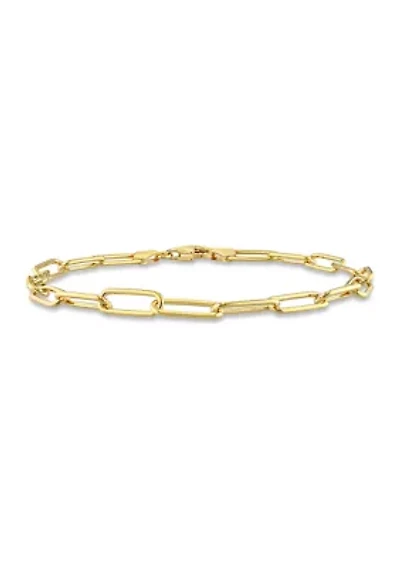 18k Yellow Gold Plated Sterling Silver 5mm Paperclip Chain Anklet, 9"