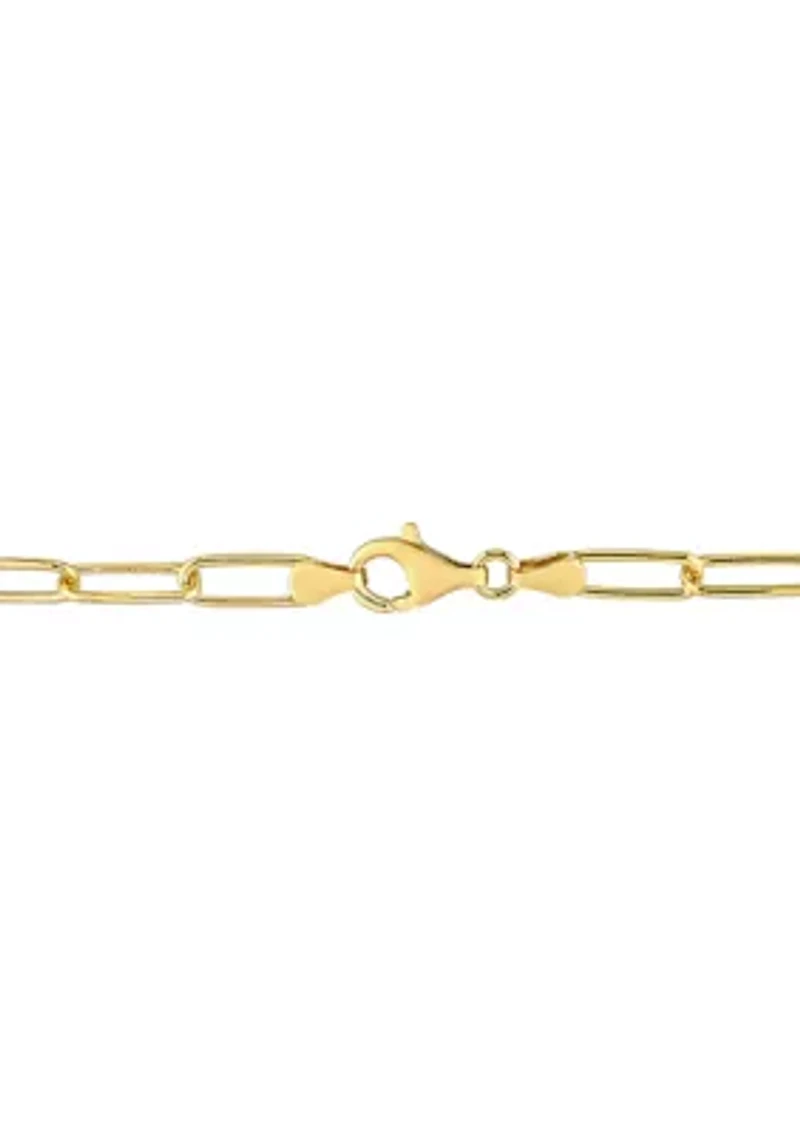 18k Yellow Gold Plated Sterling Silver 5mm Paperclip Chain Anklet, 9"