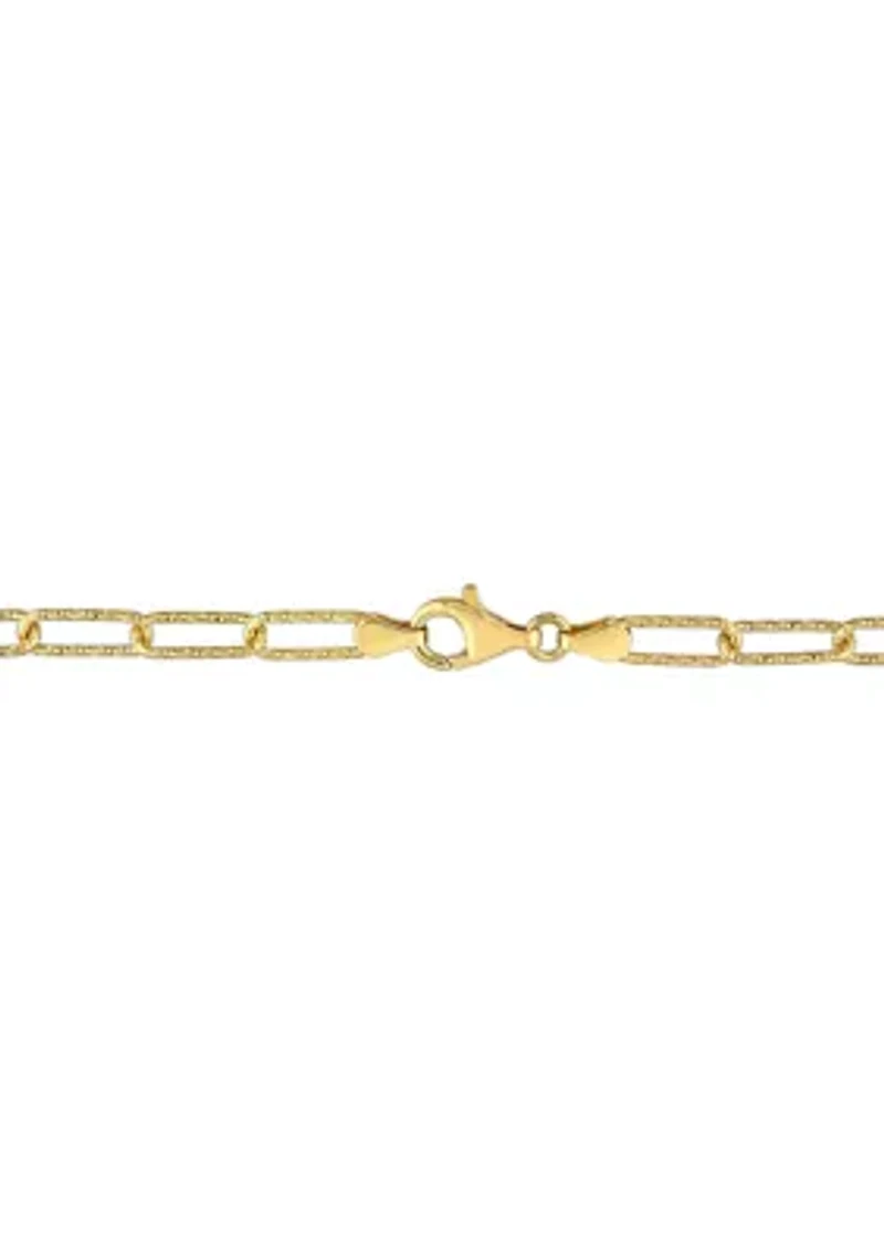 18k Yellow Gold Plated Sterling Silver 5mm Fancy Paperclip Chain Anklet, 9"