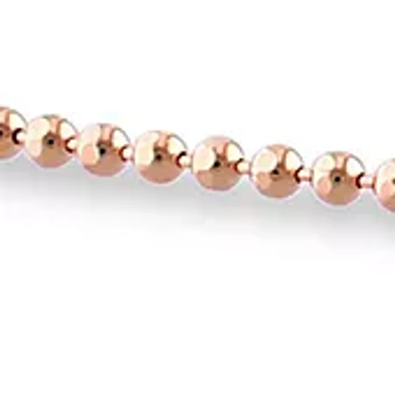 18k Rose Gold Plated Sterling Silver 1mm Ball Chain Anklet, 9"