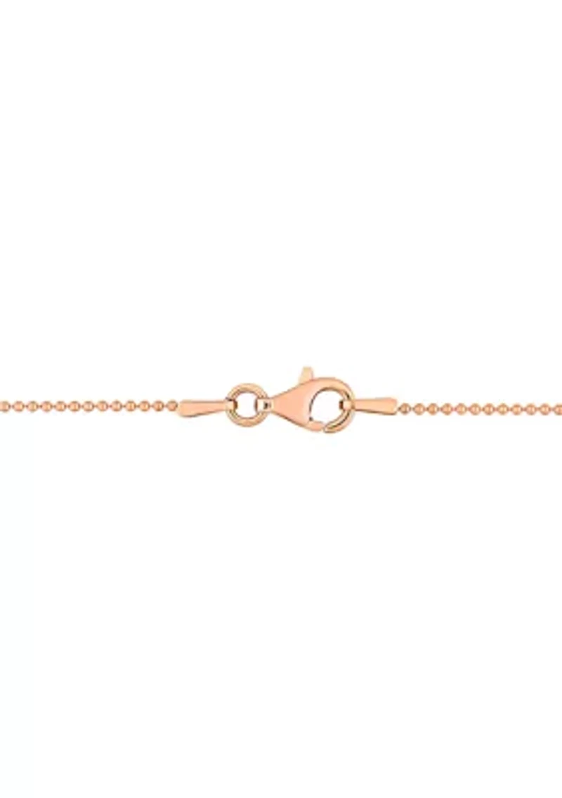 18k Rose Gold Plated Sterling Silver 1mm Ball Chain Anklet, 9"