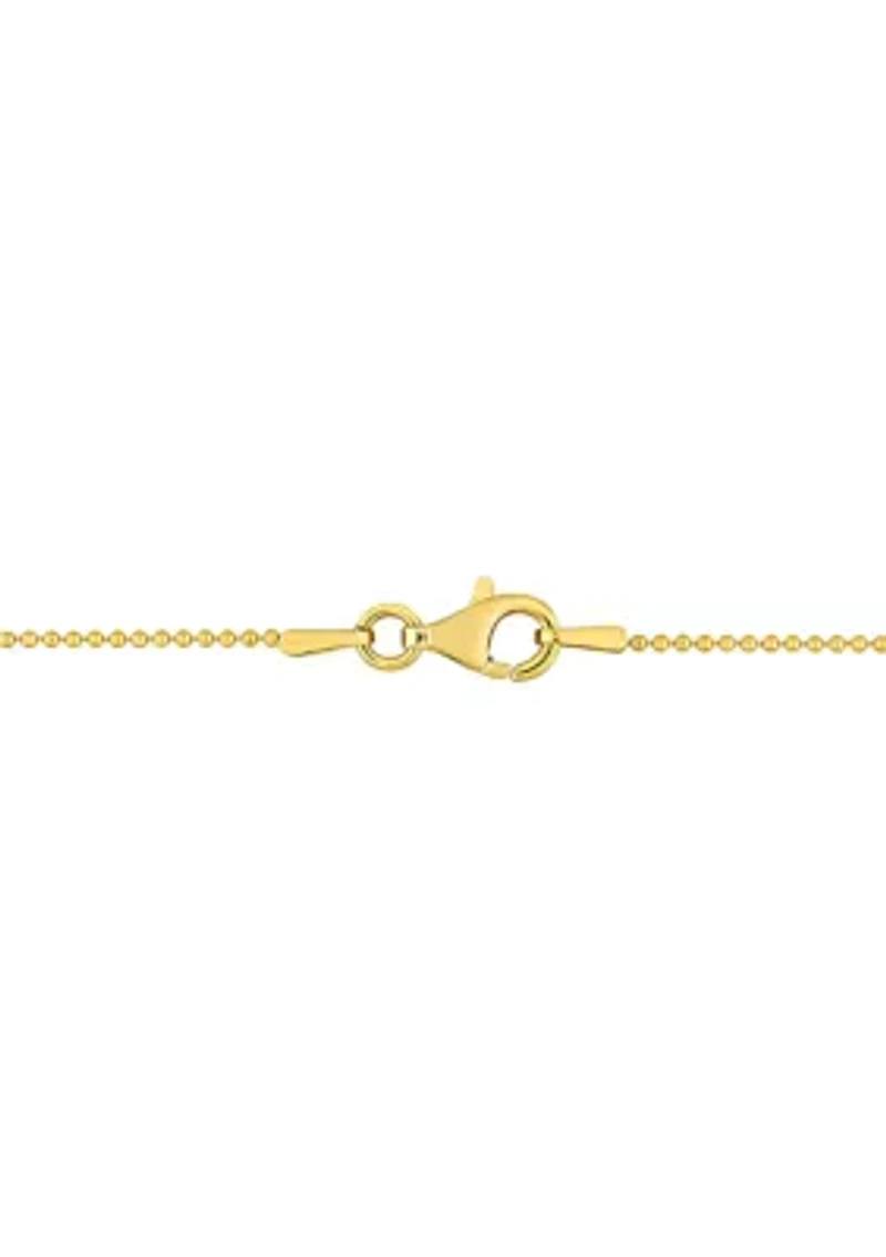 18k Yellow Gold Plated Sterling Silver 1mm Ball Chain Anklet, 9"