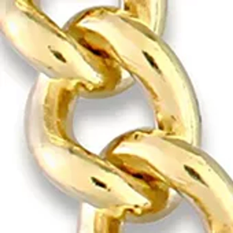 18k Yellow Gold Plated Sterling Silver 6.5mm Curb Link Chain Anklet, 9"