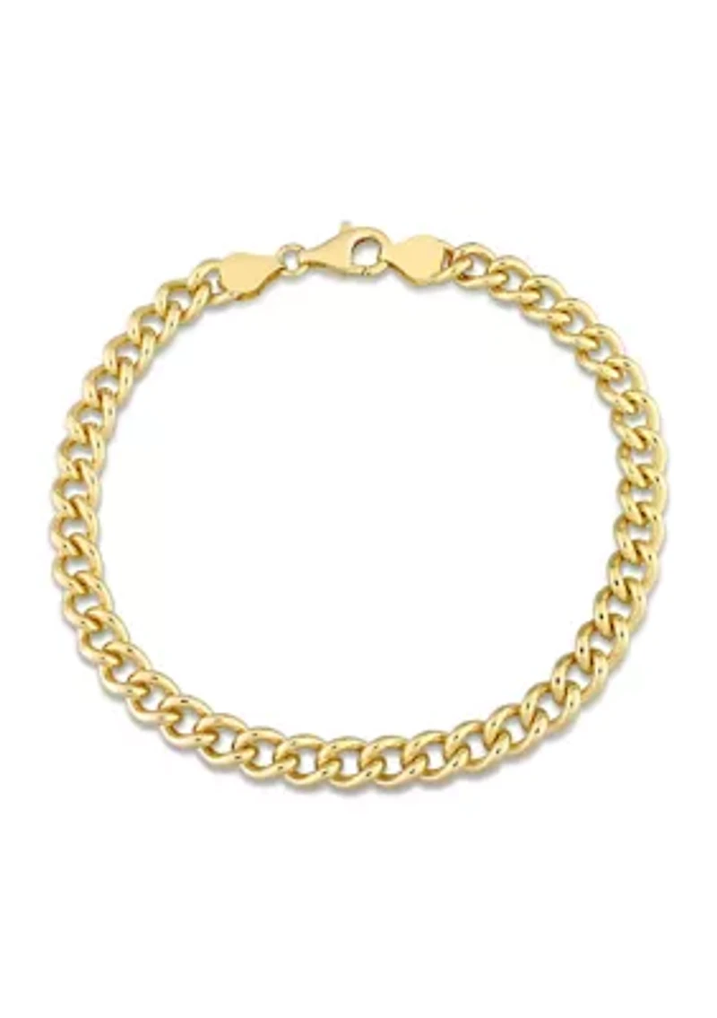 18k Yellow Gold Plated Sterling Silver 6.5mm Curb Link Chain Anklet, 9"
