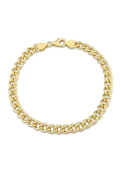 18k Yellow Gold Plated Sterling Silver 6.5mm Curb Link Chain Anklet, 9"