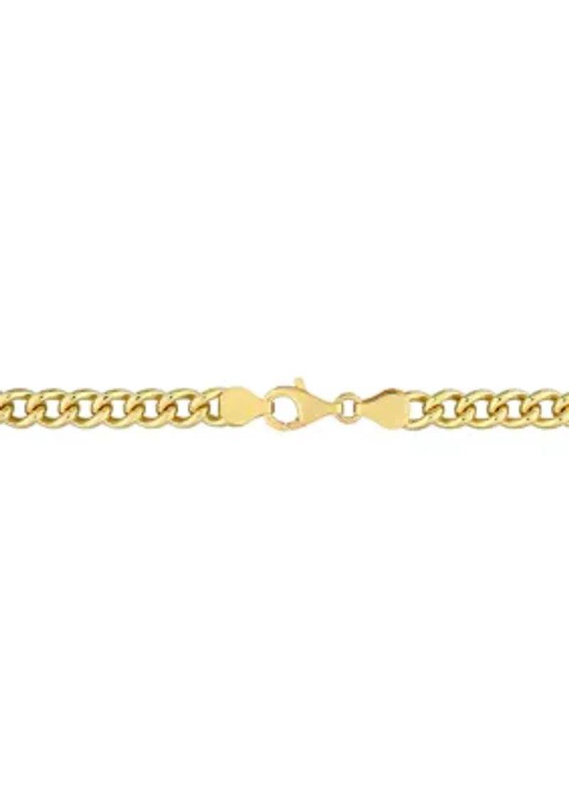 18k Yellow Gold Plated Sterling Silver 6.5mm Curb Link Chain Anklet, 9"