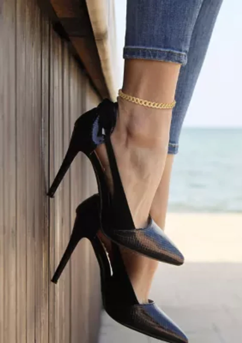 18k Yellow Gold Plated Sterling Silver 6.5mm Curb Link Chain Anklet, 9"