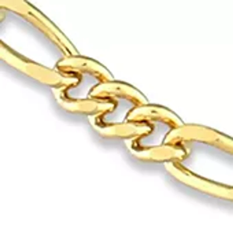 18k Yellow Gold Plated Sterling Silver 2.2mm Figaro Chain Anklet, 9"