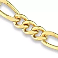 18k Yellow Gold Plated Sterling Silver 2.2mm Figaro Chain Anklet, 9"