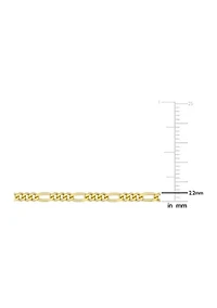18k Yellow Gold Plated Sterling Silver 2.2mm Figaro Chain Anklet, 9"