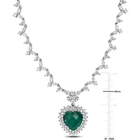 47 ct. t.g.w. Green & White Cubic Zirconia Heart Necklace in Sterling Silver