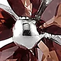 Garnet and Peridot Flower Charm Earrings in Sterling Silver