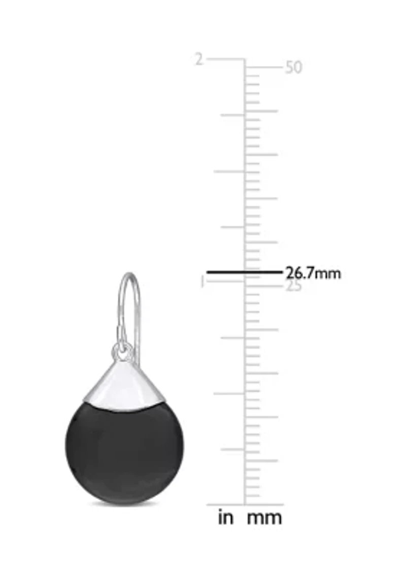 Onyx Hook Earrings in Sterling Silver