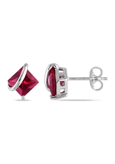 Lab Created Created Ruby Stud Earrings in Sterling Silver