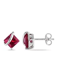 Lab Created Created Ruby Stud Earrings in Sterling Silver