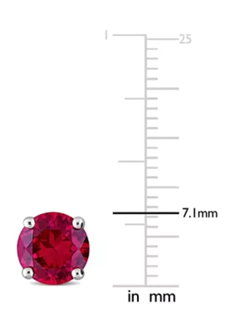 Lab Created Created Ruby Solitaire Stud Earrings in Sterling Silver