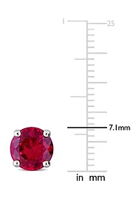 Lab Created Created Ruby Solitaire Stud Earrings in Sterling Silver