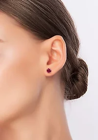 Lab Created Created Ruby Solitaire Stud Earrings in Sterling Silver