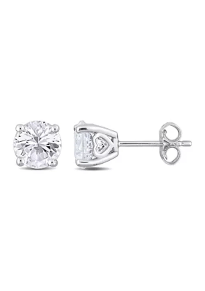 Lab Created 3.22 ct. t.g.w. Created White Sapphire Solitaire Stud Earrings in Sterling Silver