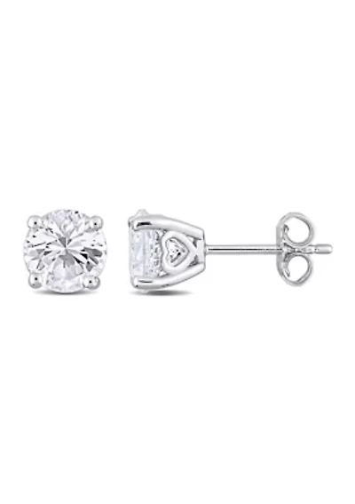 Lab Created 3.22 ct. t.g.w. Created White Sapphire Solitaire Stud Earrings in Sterling Silver