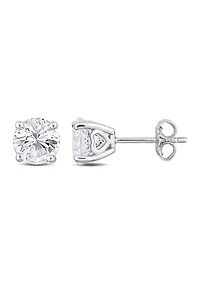 Lab Created 3.22 ct. t.g.w. Created White Sapphire Solitaire Stud Earrings in Sterling Silver