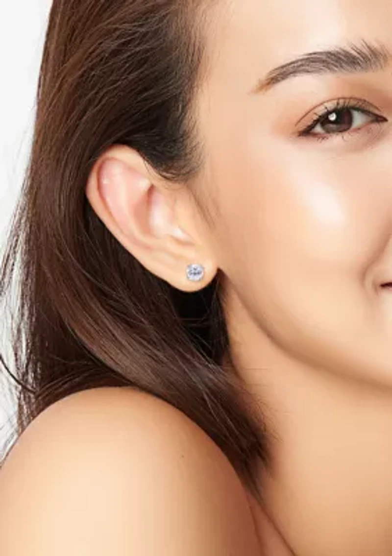 Lab Created 3.22 ct. t.g.w. Created White Sapphire Solitaire Stud Earrings in Sterling Silver