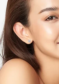 Lab Created 3.22 ct. t.g.w. Created White Sapphire Solitaire Stud Earrings in Sterling Silver
