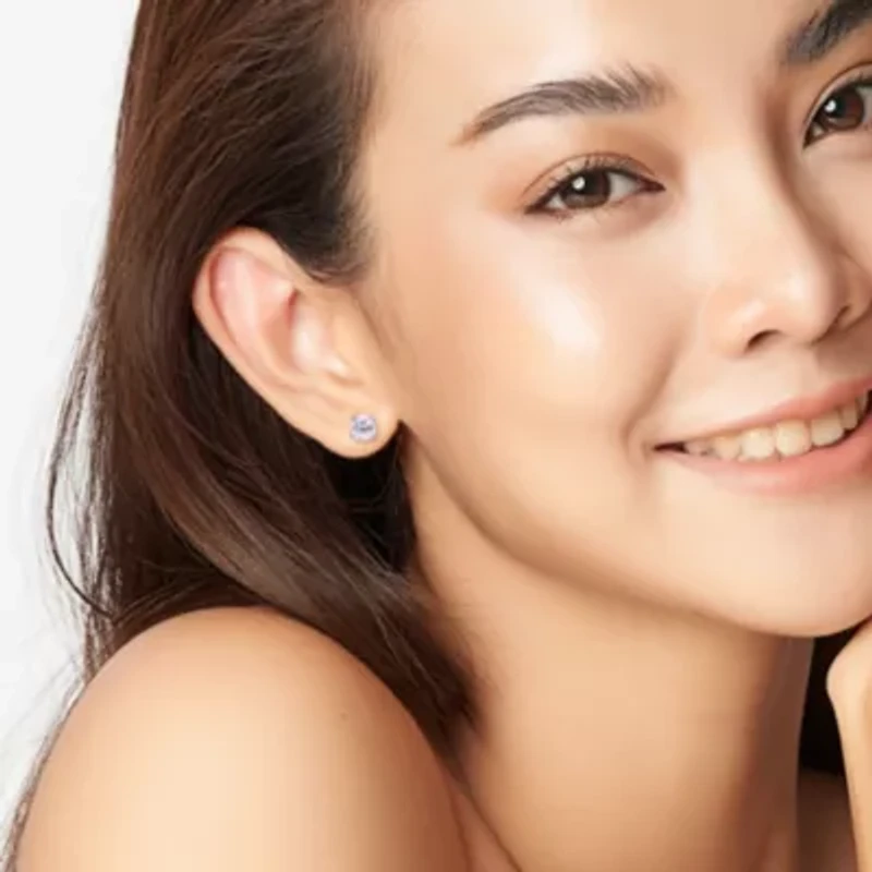 Lab Created 3.22 ct. t.g.w. Created White Sapphire Solitaire Stud Earrings in Sterling Silver