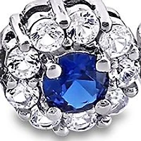 Lab Created 11.28 ct. t.g.w. Created Blue and White Sapphire Halo Tennis Bracelet in Sterling Silver