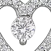 7/8 CT TGW White Topaz and 2/5 CT TW Diamond Heart Earring and Pendant Set in Sterling Silver