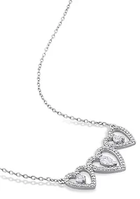 7/8 CT TGW White Topaz and 2/5 CT TW Diamond Heart Earring and Pendant Set in Sterling Silver