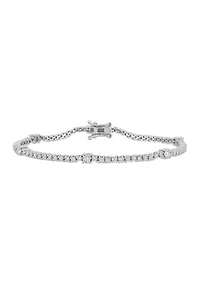 Lab Created 2 CT TGW Created Moissanite Station Bracelet in Sterling Silver