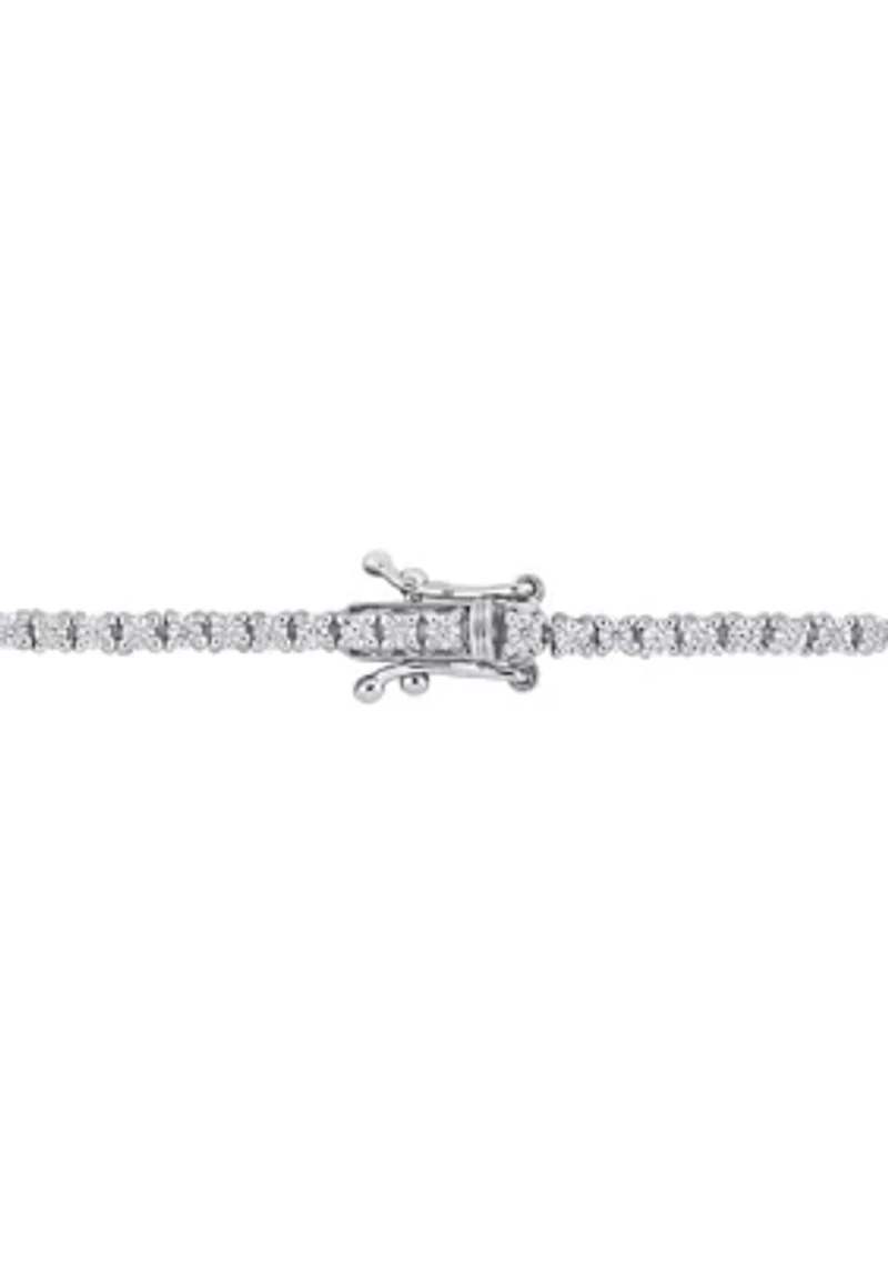 Lab Created 2 CT TGW Created Moissanite Station Bracelet in Sterling Silver