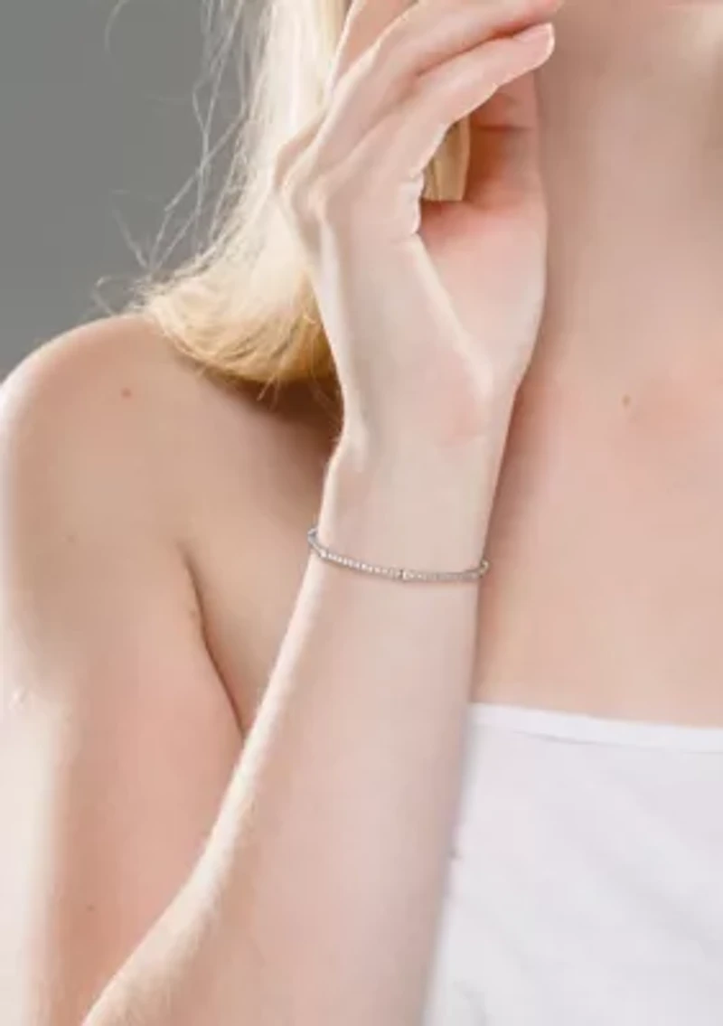 Lab Created 2 CT TGW Created Moissanite Station Bracelet in Sterling Silver