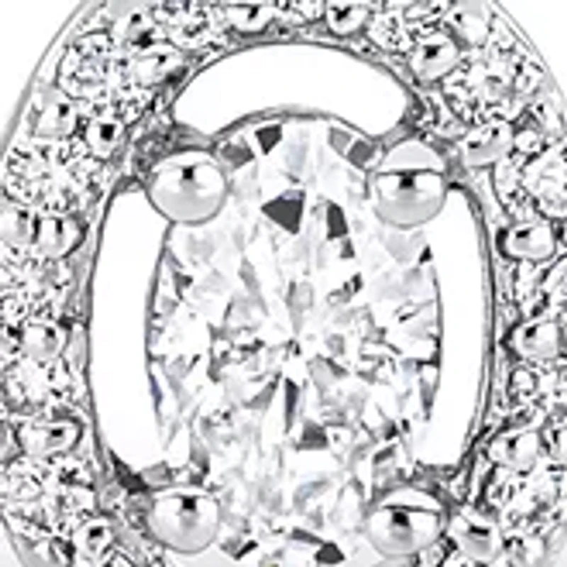 Lab Created 3/4 Ct DEW Created Moissanite Oval Halo Adjustable Bolo Bracelet in Sterling Silver