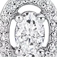 Lab Created 3/4 Ct DEW Created Moissanite Oval Halo Adjustable Bolo Bracelet in Sterling Silver