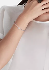 Lab Created 3/4 Ct DEW Created Moissanite Oval Halo Adjustable Bolo Bracelet in Sterling Silver