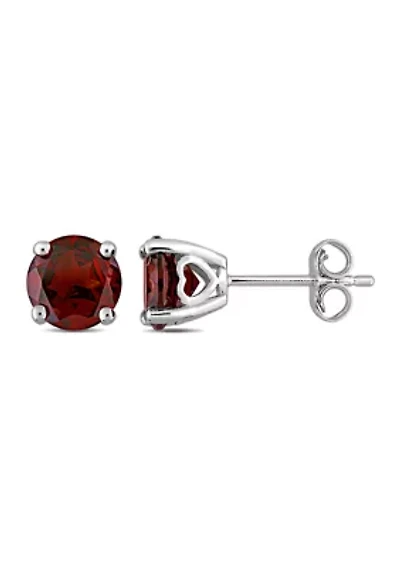 3.20 ct. t.g.w. Garnet Solitaire Stud Earrings in Sterling Silver