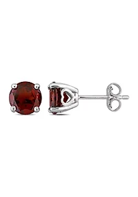 3.20 ct. t.g.w. Garnet Solitaire Stud Earrings in Sterling Silver