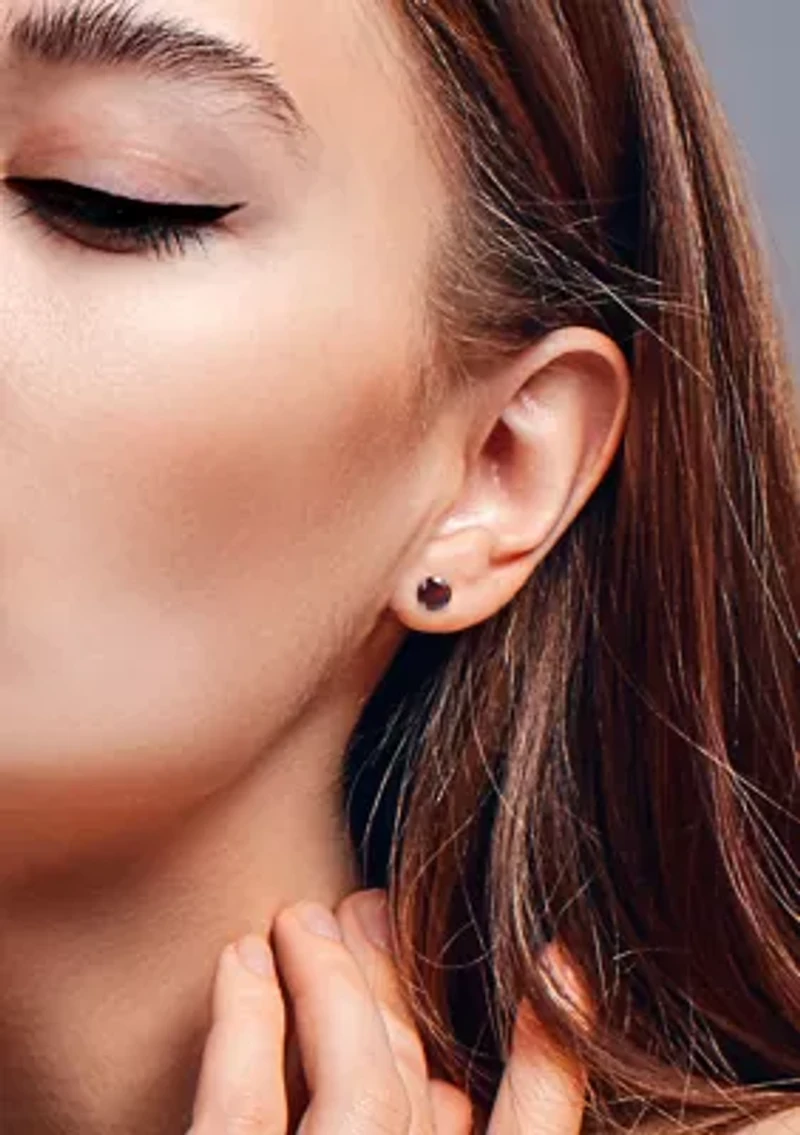 3.20 ct. t.g.w. Garnet Solitaire Stud Earrings in Sterling Silver