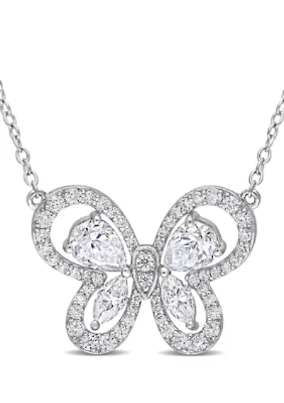 Lab Created 1.71 CT DEW Created Moissanite Butterfly Necklace in Sterling Silver