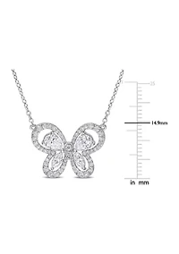 Lab Created 1.71 CT DEW Created Moissanite Butterfly Necklace in Sterling Silver