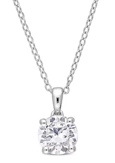 Lab Created 1.61 ct. t.g.w. Created White Sapphire Solitaire Pendant with Chain in Sterling Silver