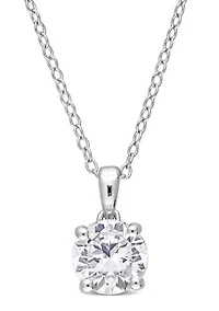 Lab Created 1.61 ct. t.g.w. Created White Sapphire Solitaire Pendant with Chain in Sterling Silver