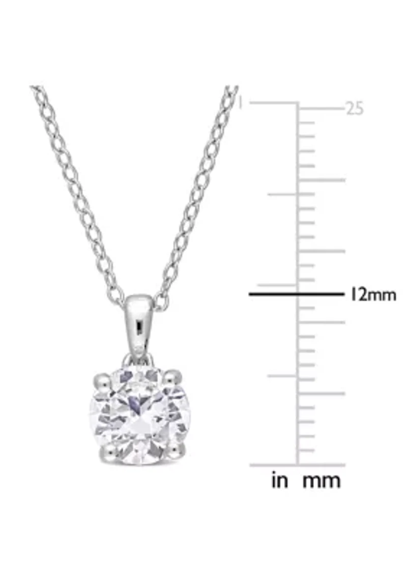 Lab Created 1.61 ct. t.g.w. Created White Sapphire Solitaire Pendant with Chain in Sterling Silver