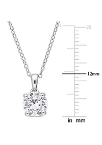 Lab Created 1.61 ct. t.g.w. Created White Sapphire Solitaire Pendant with Chain in Sterling Silver